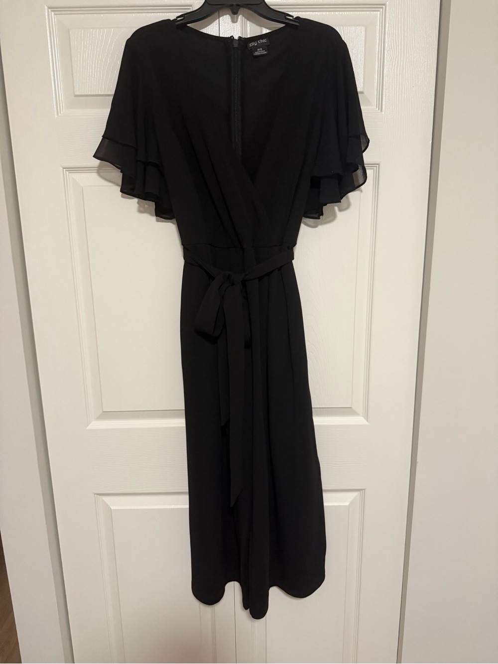 City Chic Black Flutter Sleeve jumpsuit